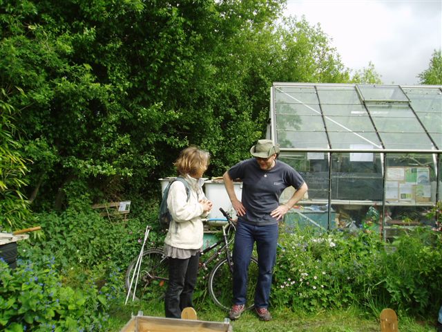 Gary shows Brigit Strawbridge around site - Open Day