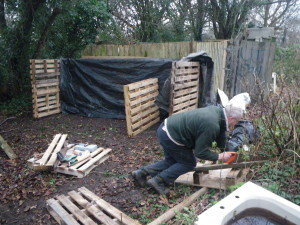 Gary constructing the new compost bins